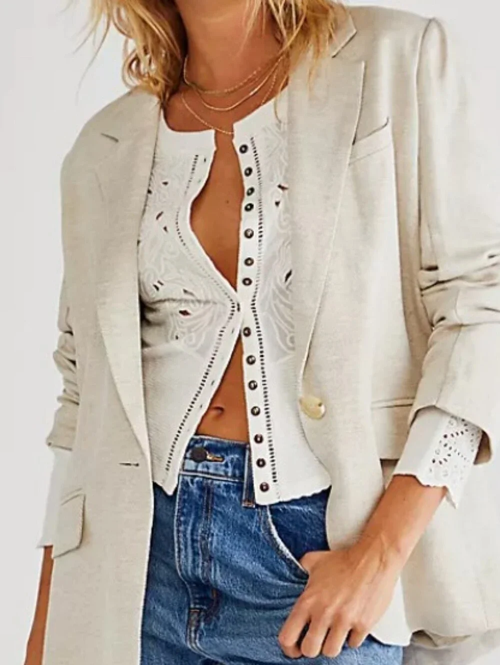 Free People Side Line Cardi, nwot, Size Large - Picture 2 of 4